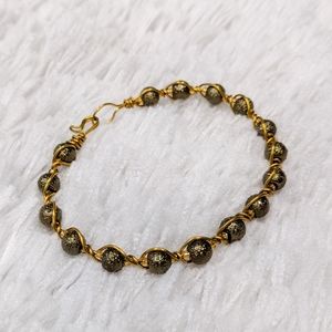 Golden Green Metal Wrapped Bracelet